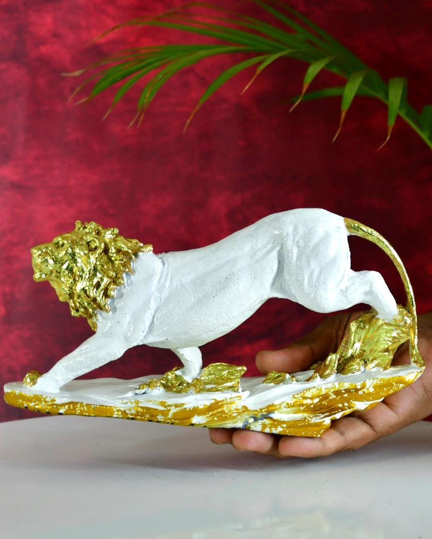 Dynamic Resin Leaping Lion | 10 x 3 x 5 inches