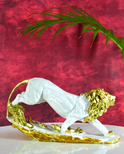 Dynamic Resin Leaping Lion | 10 x 3 x 5 inches