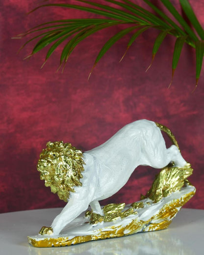 Dynamic Resin Leaping Lion | 10 x 3 x 5 inches