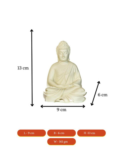 Peaceful White Resin Buddha Statue | Set of 2