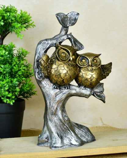 Whimsical Resin Owl Branch Showpiece| 6 x 3 x 10 inches