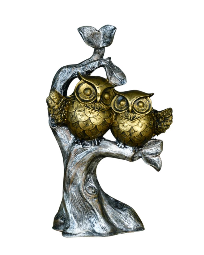 Whimsical Resin Owl Branch Showpiece| 6 x 3 x 10 inches