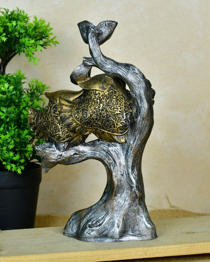 Whimsical Resin Owl Branch Showpiece| 6 x 3 x 10 inches