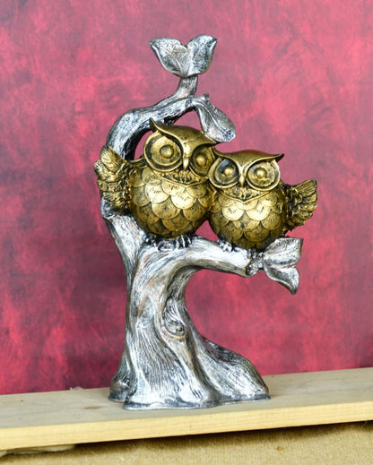 Whimsical Resin Owl Branch Showpiece| 6 x 3 x 10 inches