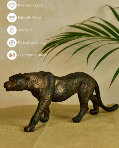 Sleek Resin Panther Showpiece  | 13 x 2 x 4 inches