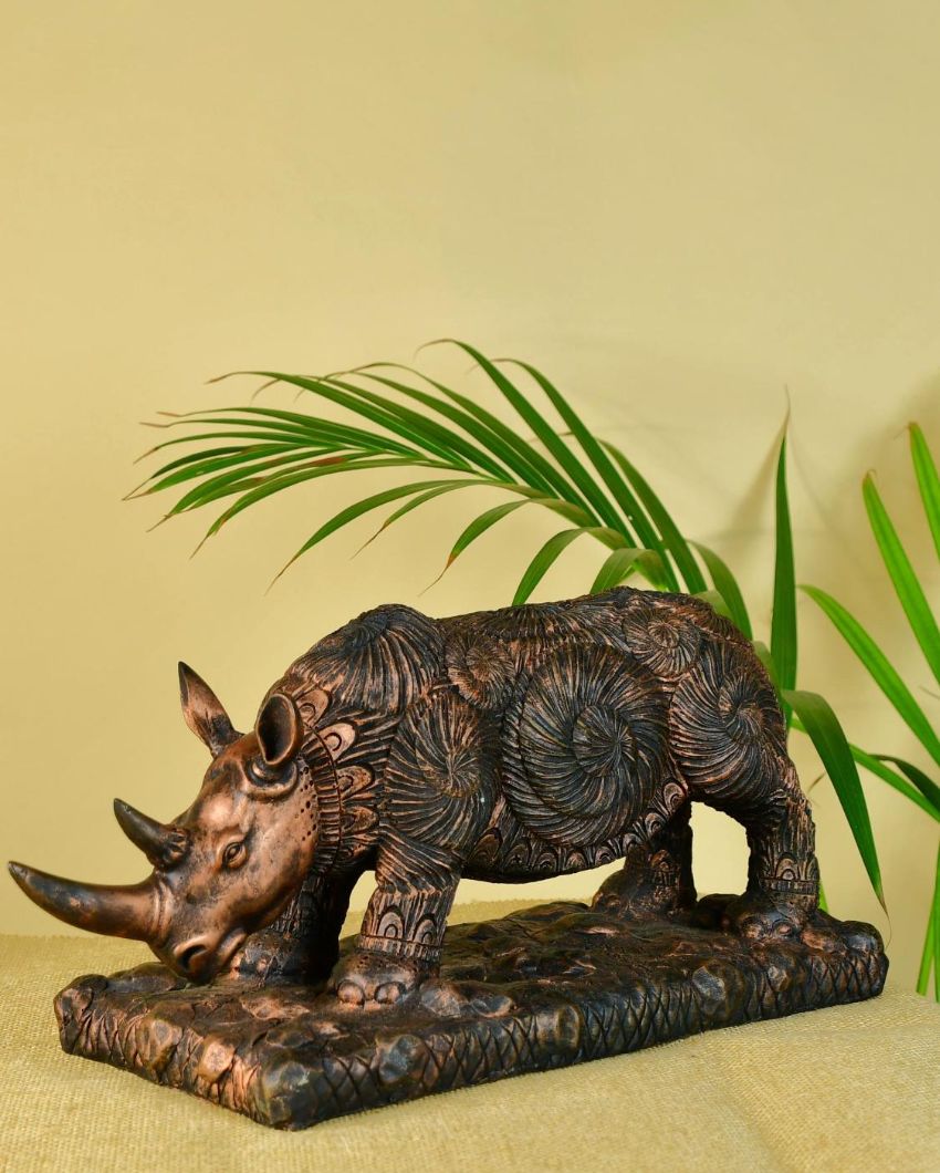 Rugged Resin Rhino Showpiece | 15 x 6 x 7 inches