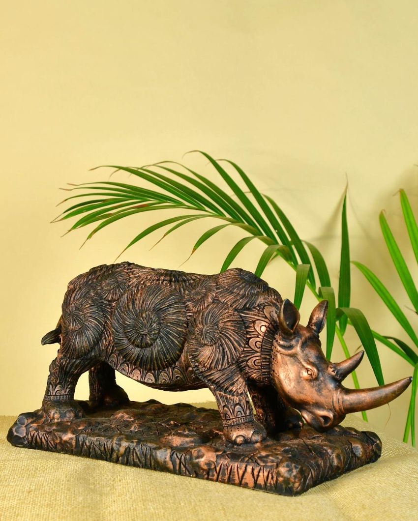 Rugged Resin Rhino Showpiece | 15 x 6 x 7 inches