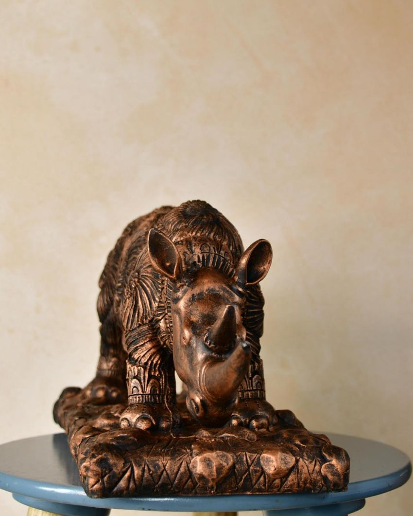 Rugged Resin Rhino Showpiece | 15 x 6 x 7 inches