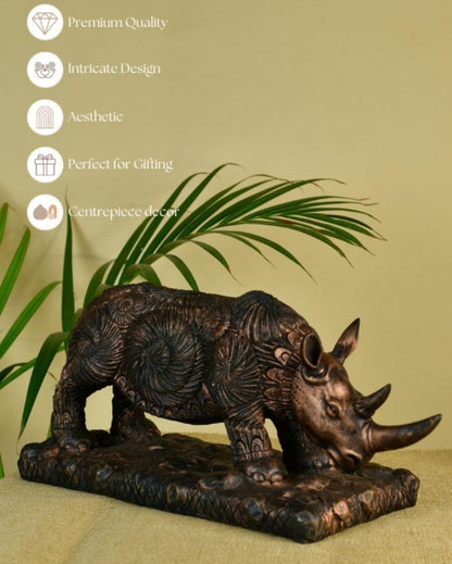 Rugged Resin Rhino Showpiece | 15 x 6 x 7 inches