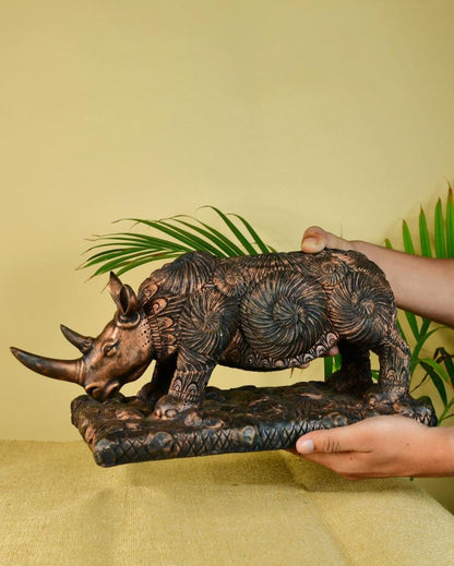 Rugged Resin Rhino Showpiece | 15 x 6 x 7 inches