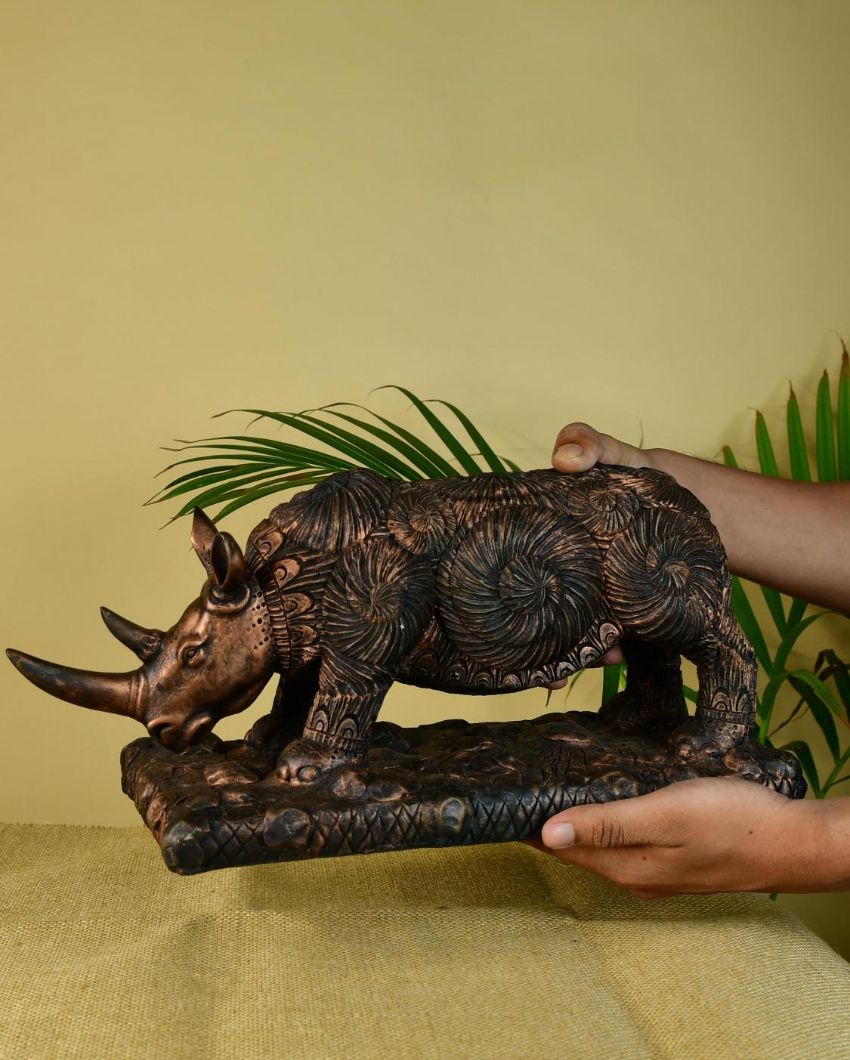 Rugged Resin Rhino Showpiece | 15 x 6 x 7 inches