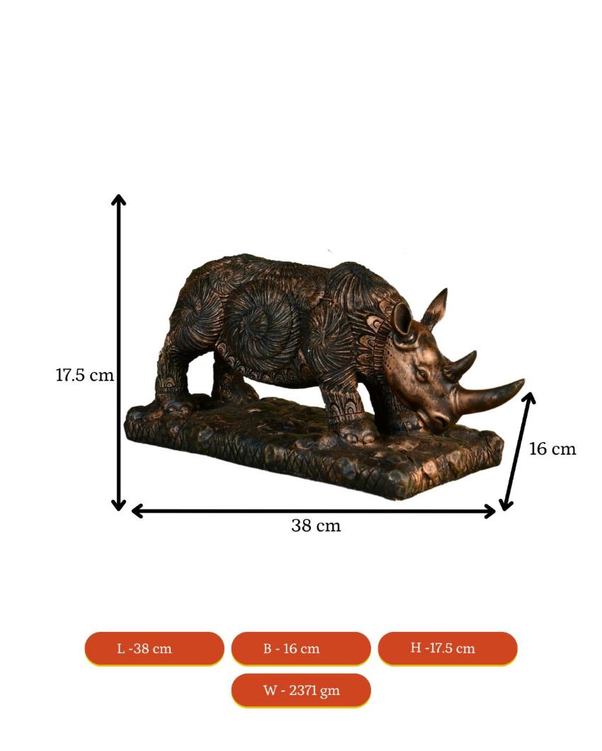 Rugged Resin Rhino Showpiece | 15 x 6 x 7 inches