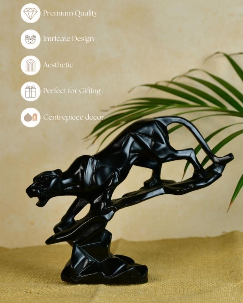 Elegant Resin Panther Statue | 9 x 2 x 8 inches