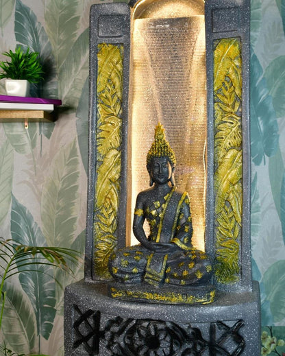 Golden Buddha Water Fountain Luxurious Showpiece | 23 x 14 x 48 inches