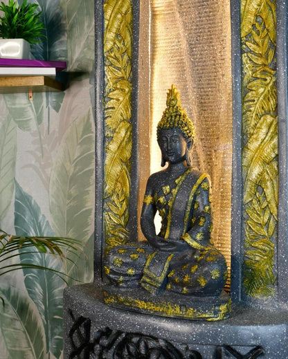 Golden Buddha Water Fountain Luxurious Showpiece | 23 x 14 x 48 inches