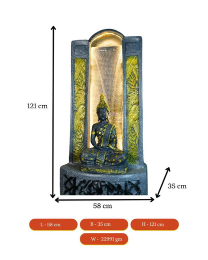 Golden Buddha Water Fountain Luxurious Showpiece | 23 x 14 x 48 inches