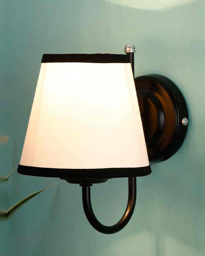 Chic Stylish White & Black Cotton Wall Mounted Lamp Iron Base | 6 x 8 inches