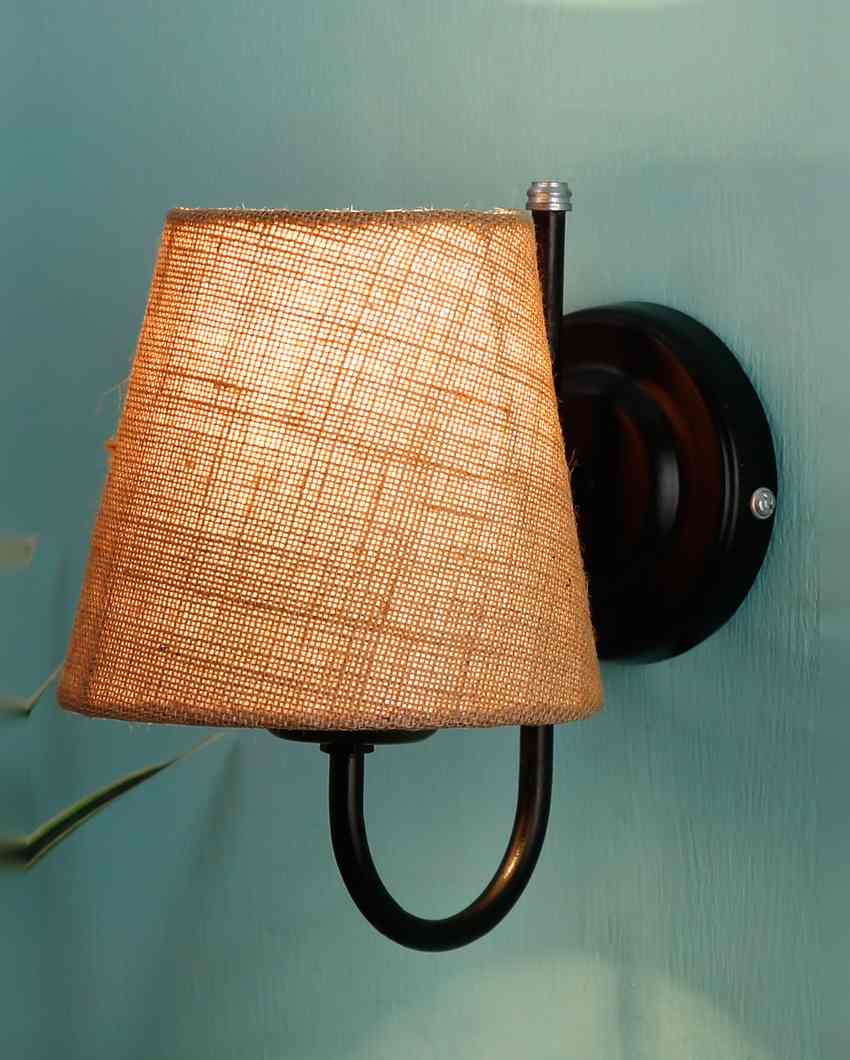 Textured Warm Jute Wall Lamp Iron Base | 6 x 8 inches