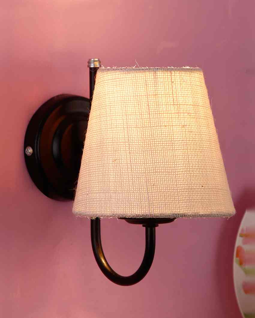 Textured Warm Jute Wall Lamp Iron Base | 6 x 8 inches