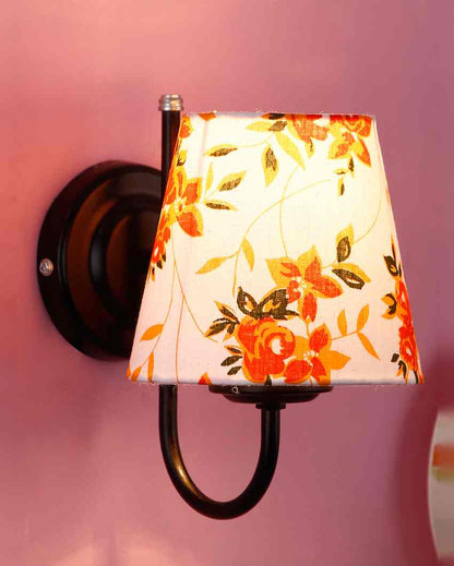 Elegant Unique Cotton Shade Wall Mounted Lamp With Iron Base | 6 x 8 inches