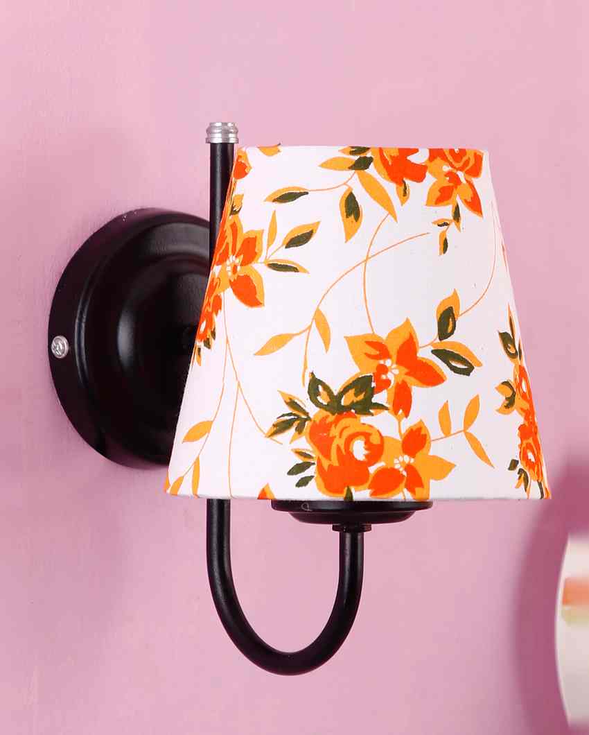 Elegant Unique Cotton Shade Wall Mounted Lamp With Iron Base | 6 x 8 inches