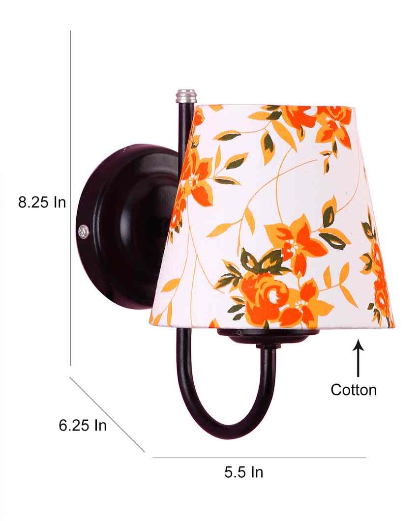 Elegant Unique Cotton Shade Wall Mounted Lamp With Iron Base | 6 x 8 inches