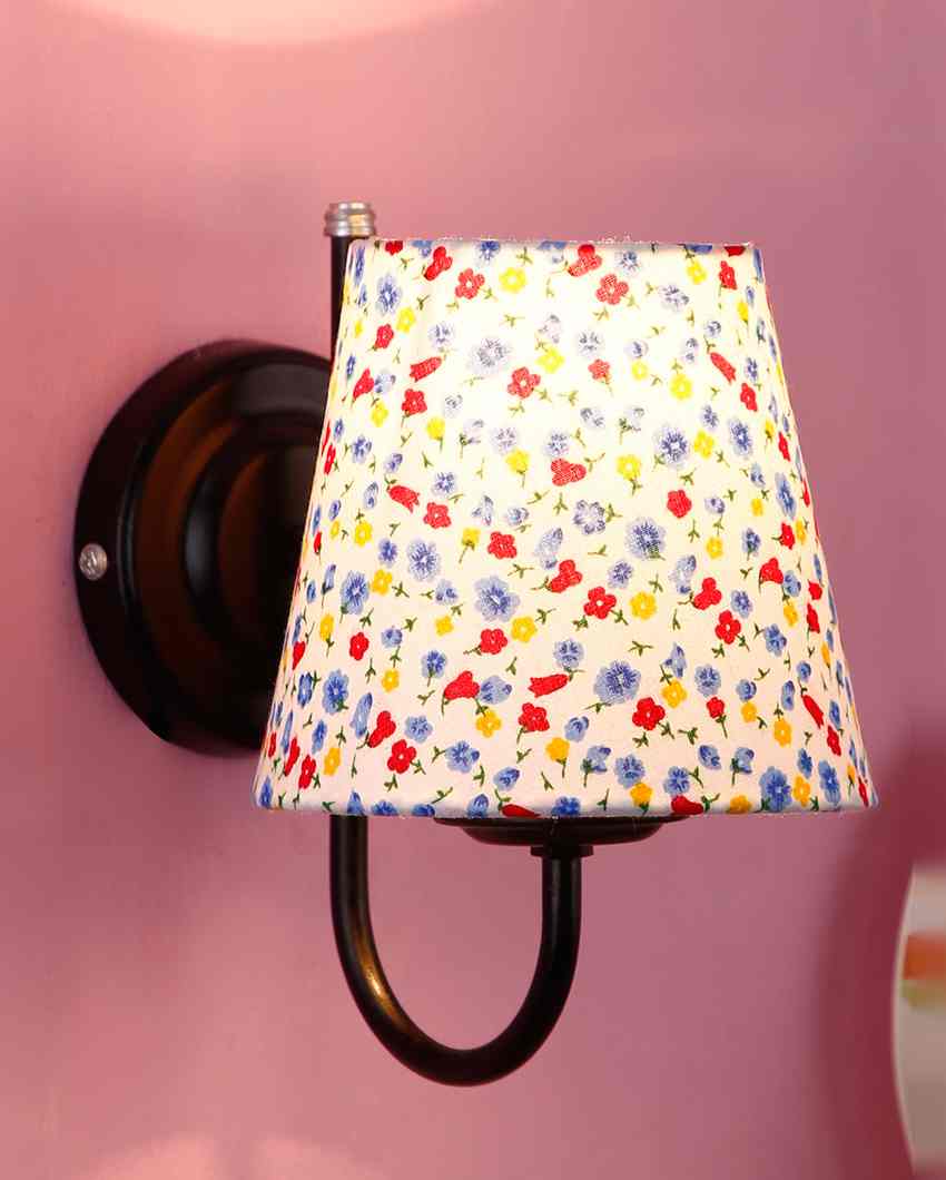 Simple Classic Cotton Shade Wall Mounted Lamp With Iron Base | 6 x 8 inches