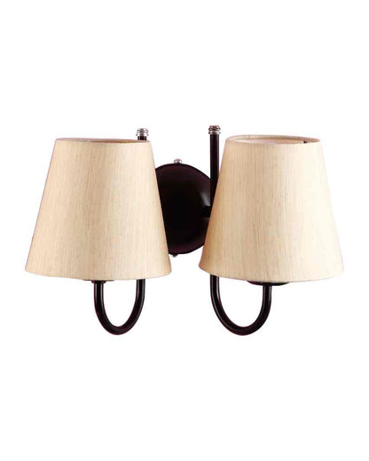 Classic Cotton Wall Mounted Dual Lamp With Iron Base | Set of 2 | 12 x 6 x 9 inches