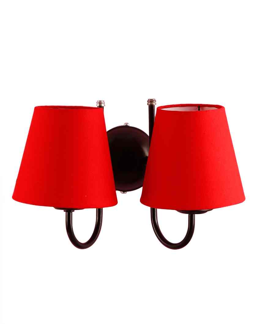 Classic Cotton Wall Mounted Dual Lamp With Iron Base | Set of 2 | 12 x 6 x 9 inches