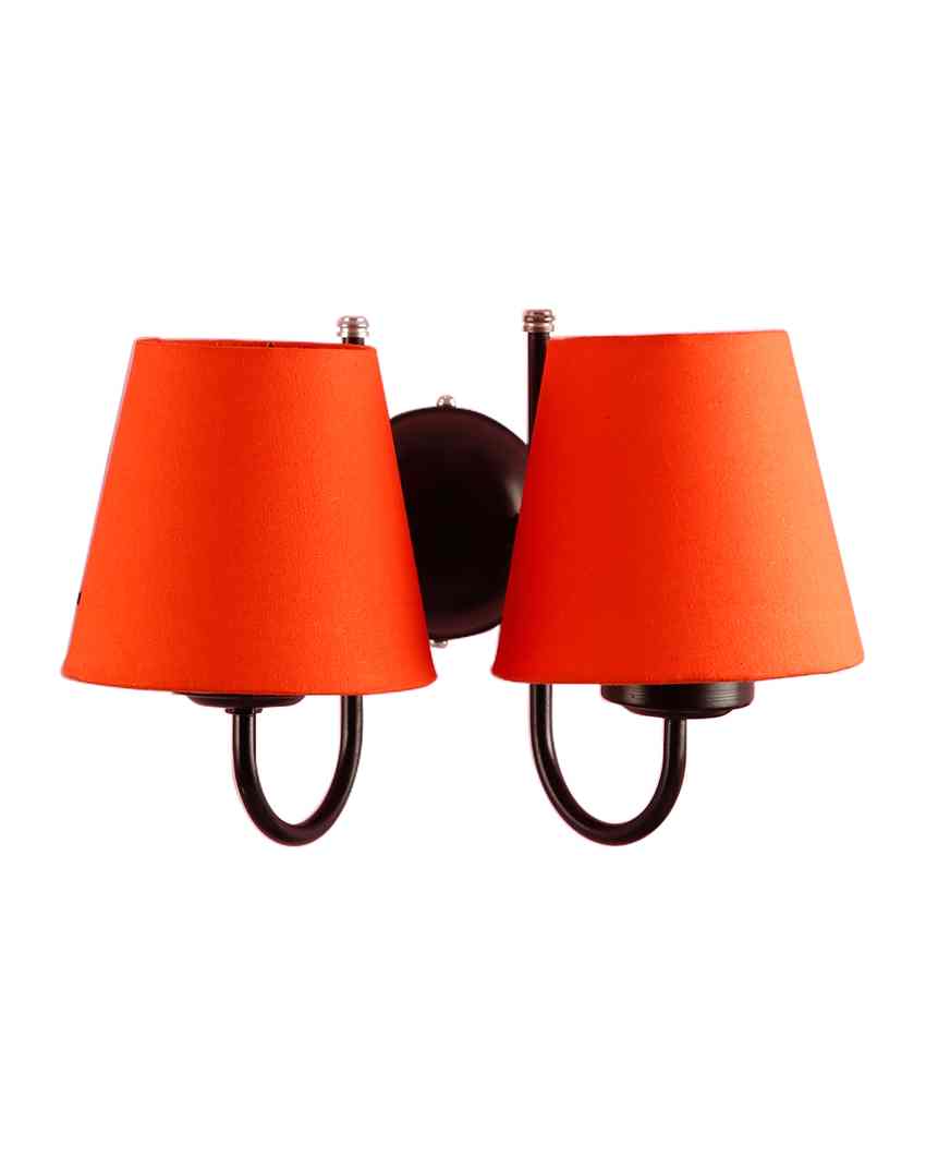 Classic Cotton Wall Mounted Dual Lamp With Iron Base | Set of 2 | 12 x 6 x 9 inches