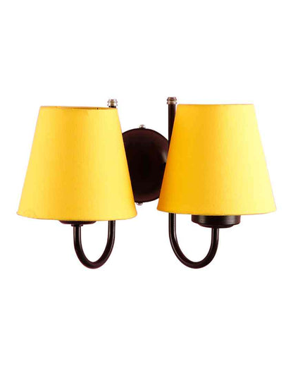 Classic Cotton Wall Mounted Dual Lamp With Iron Base | Set of 2 | 12 x 6 x 9 inches