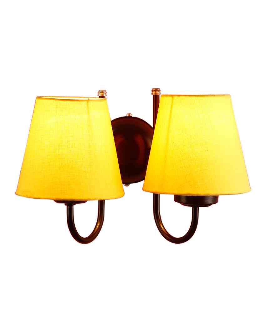 Classic Cotton Wall Mounted Dual Lamp With Iron Base | Set of 2 | 12 x 6 x 9 inches