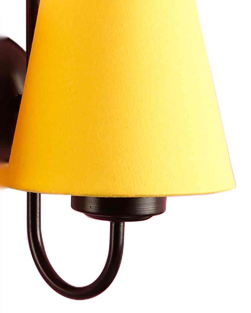 Classic Cotton Wall Mounted Dual Lamp With Iron Base | Set of 2 | 12 x 6 x 9 inches