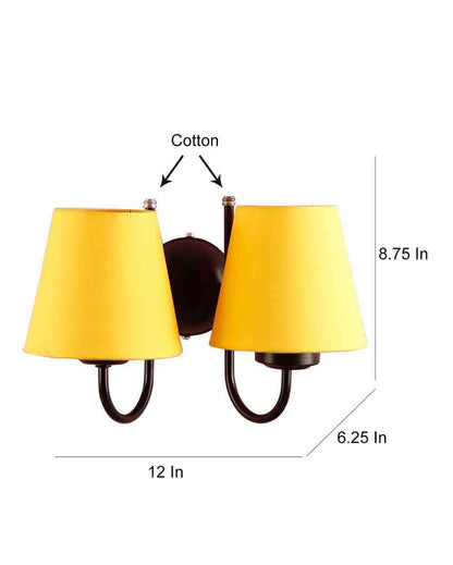 Classic Cotton Wall Mounted Dual Lamp With Iron Base | Set of 2 | 12 x 6 x 9 inches