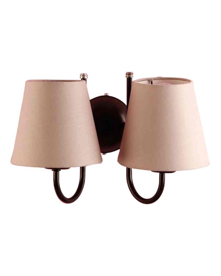 Classic Cotton Wall Mounted Dual Lamp With Iron Base | Set of 2 | 12 x 6 x 9 inches