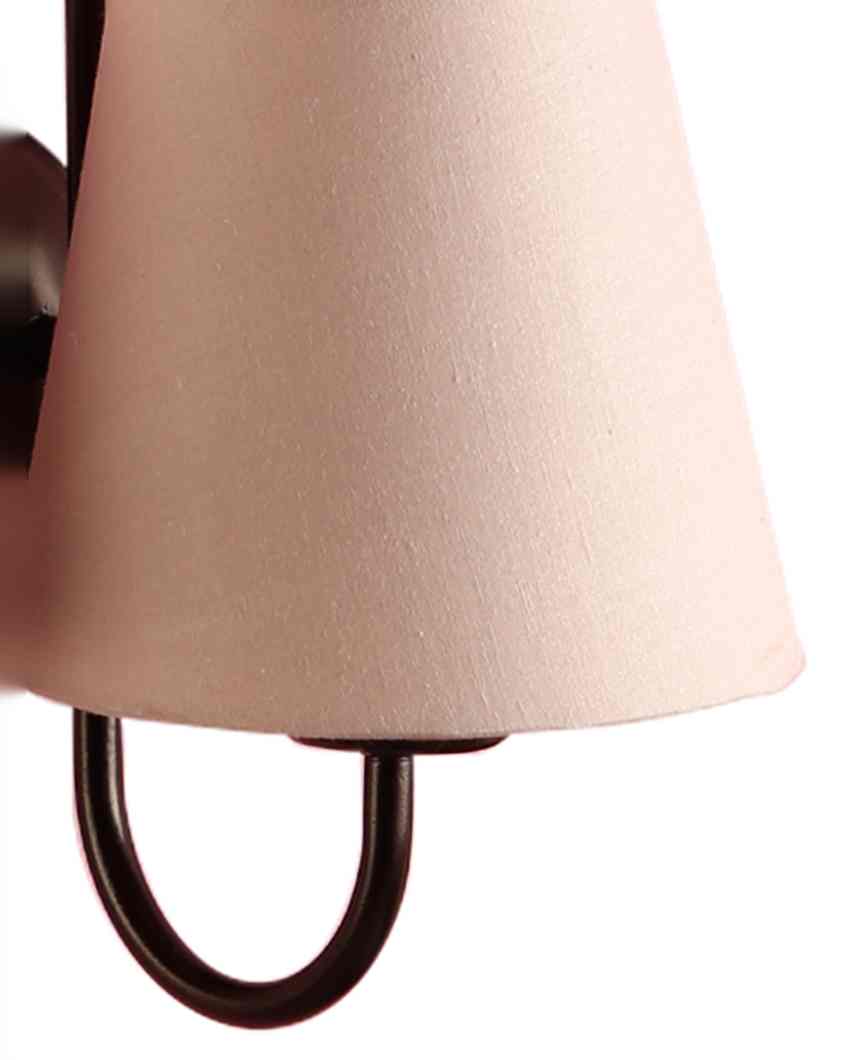 Classic Cotton Wall Mounted Dual Lamp With Iron Base | Set of 2 | 12 x 6 x 9 inches