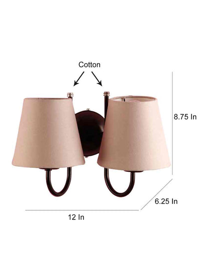 Classic Cotton Wall Mounted Dual Lamp With Iron Base | Set of 2 | 12 x 6 x 9 inches