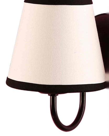 Chic White & Black Cotton Wall Dual Lamp Iron Base | Set of 2 | 12 x 6 x 9 inches