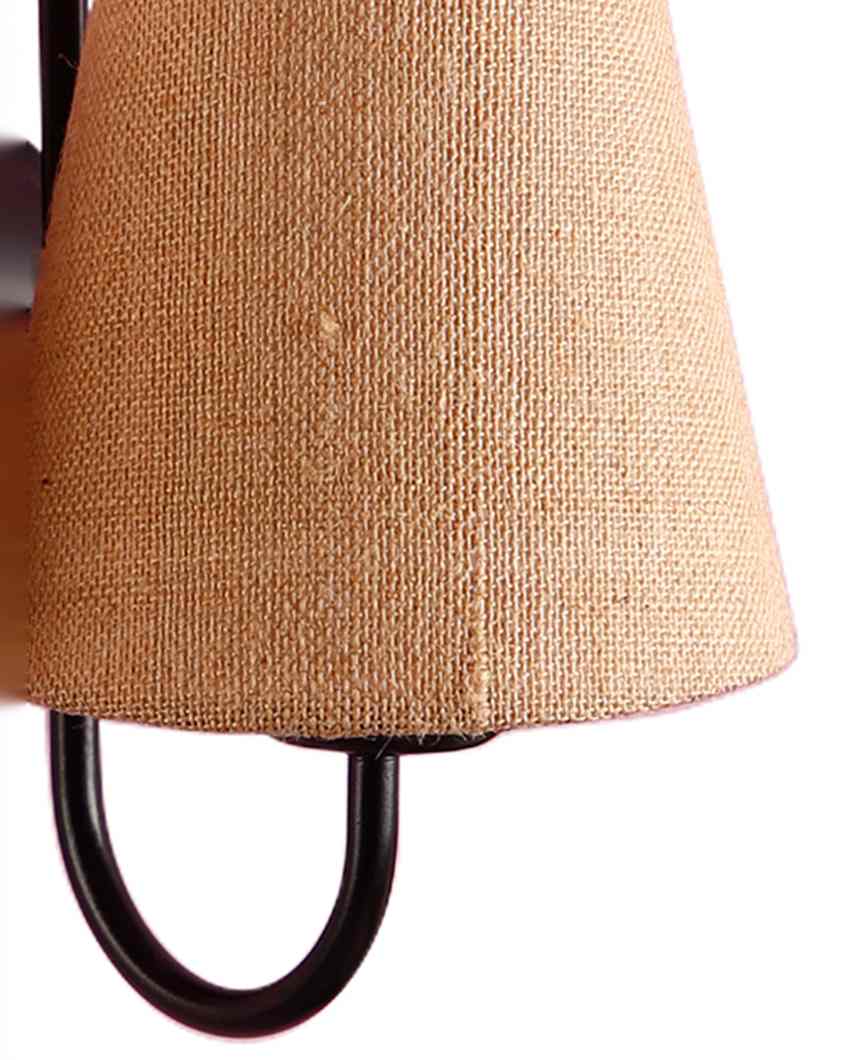 Graceful Jute Wall Dual Lamp Iron Base | Set of 2 | 12 x 6 x 9 inches