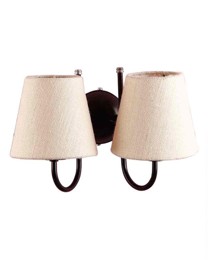 Graceful Jute Wall Dual Lamp Iron Base | Set of 2 | 12 x 6 x 9 inches