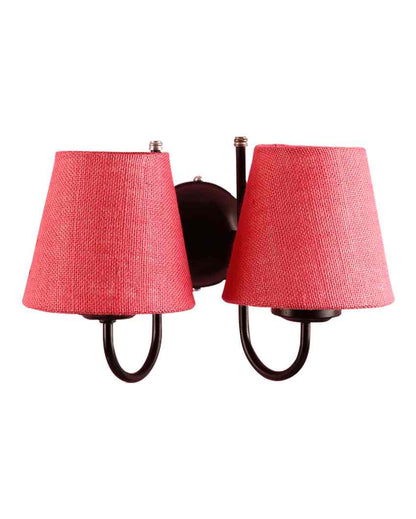 Graceful Jute Wall Dual Lamp Iron Base | Set of 2 | 12 x 6 x 9 inches