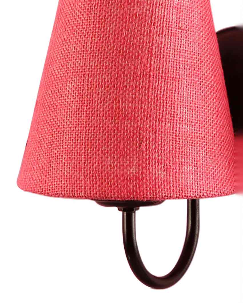 Graceful Jute Wall Dual Lamp Iron Base | Set of 2 | 12 x 6 x 9 inches