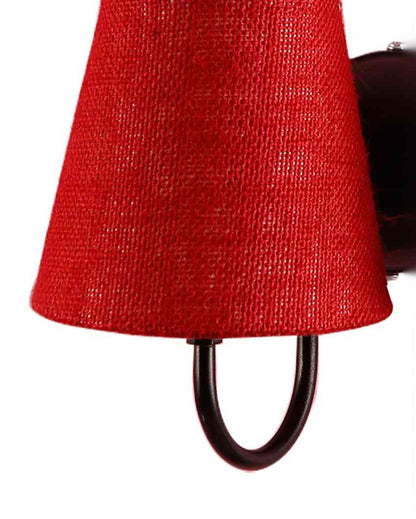 Graceful Jute Wall Dual Lamp Iron Base | Set of 2 | 12 x 6 x 9 inches