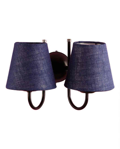 Graceful Jute Wall Dual Lamp Iron Base | Set of 2 | 12 x 6 x 9 inches