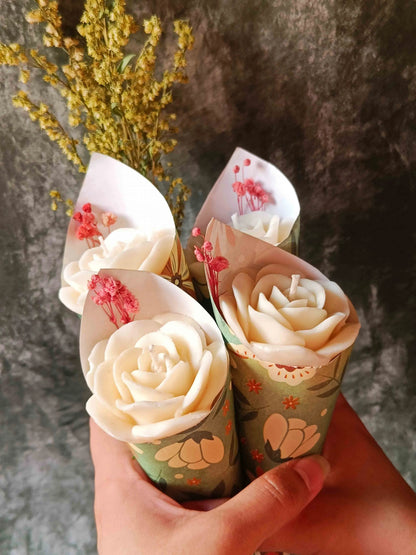 White Rose Candle Flower Bouquet | For Mother's Day