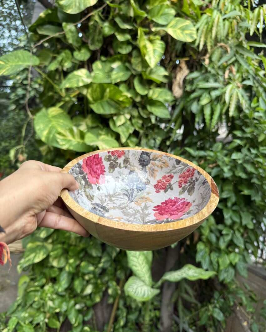 Floral Mango Wood Bowl | 6 x 4 inches