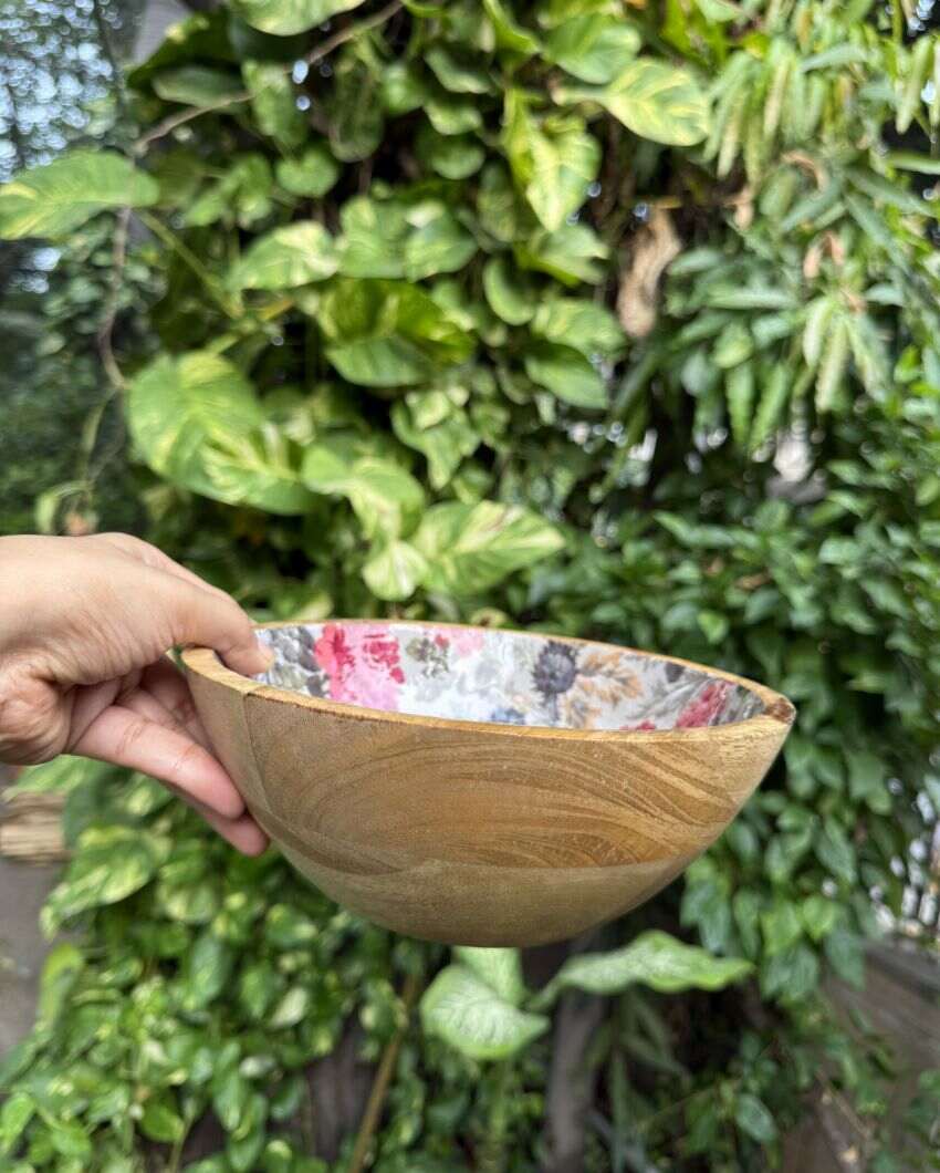 Floral Mango Wood Bowl | 6 x 4 inches