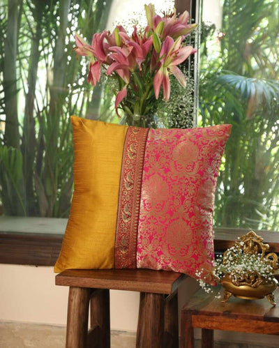 Indian Sari Silhouette Design Cushion Cover | 17 x 17 inches