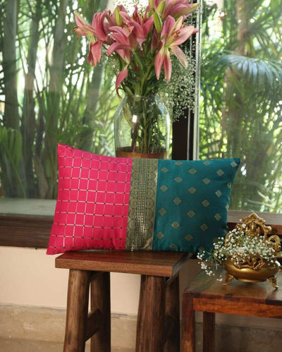 Indian Sari Silhouette Design Cushion Cover | 12 x 20 inches