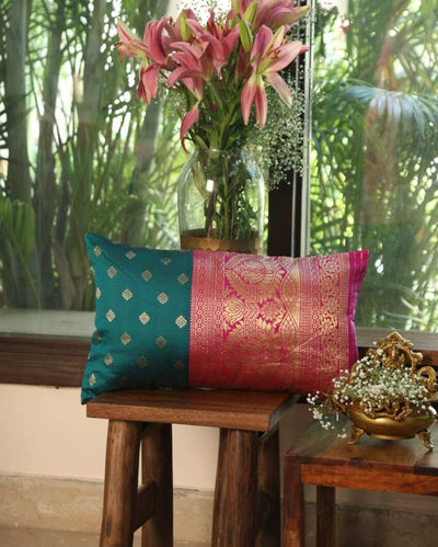 Indian Sari Silhouette Design Cushion Cover | 12 x 20 inches